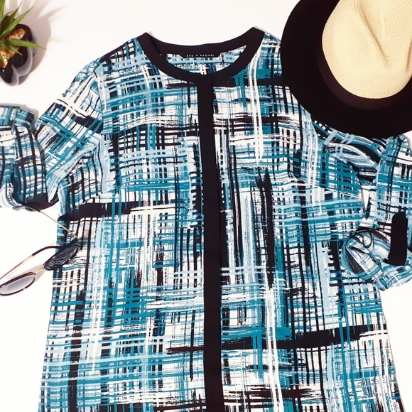 Zac & Rachel Tops - Zac & Rachel Abstract Teal Flowy Top